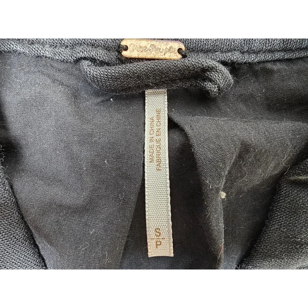 Free People Jacket Womens Small Black Belted Utility Safari Pockets Open Front